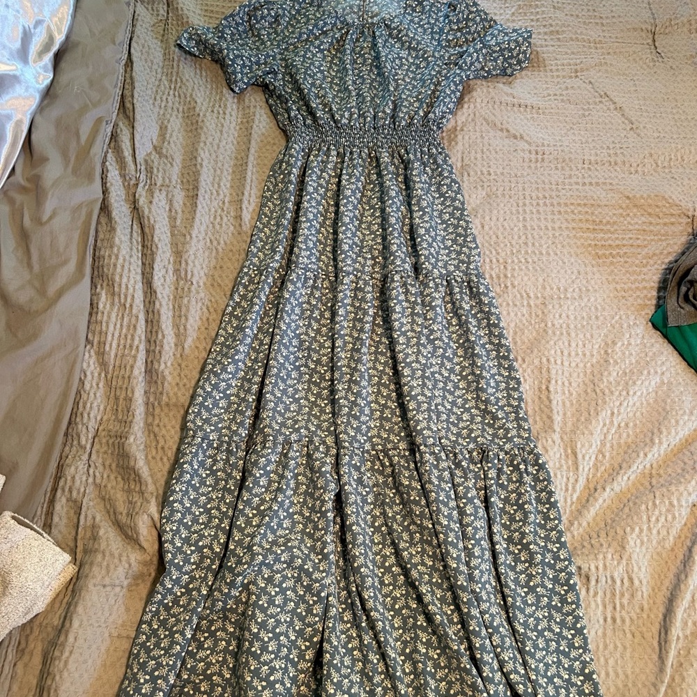 SHEIN Blue and White Maxi Dress